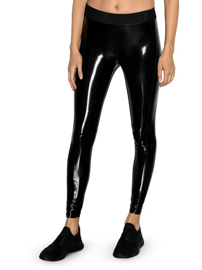 Shop Heroine Sport Downtown Womens Faux Leather Fitness Athletic Leggings In Black