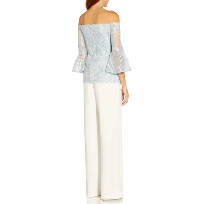 Shop Adrianna Papell Womens Off-the-shoulder Soutache Blouse In Blue
