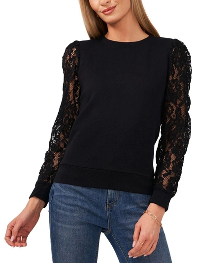 Shop 1.state Womens Cotton Lace Sleeves Pullover Top In Black