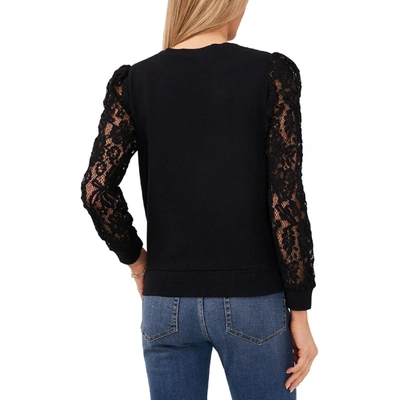 Shop 1.state Womens Cotton Lace Sleeves Pullover Top In Black