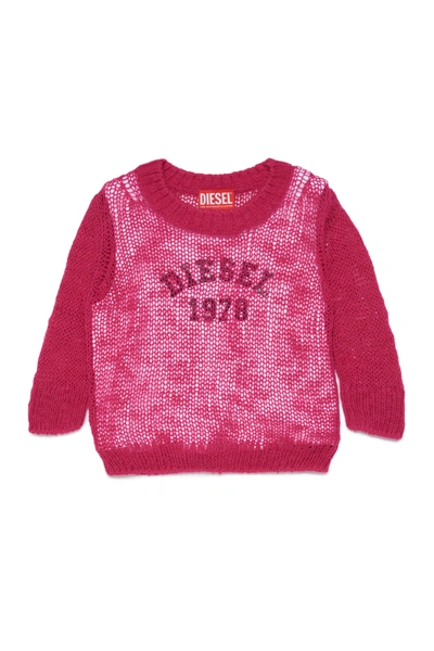 Shop Diesel Pink Spring Wool Blend Worked Sweater In Red