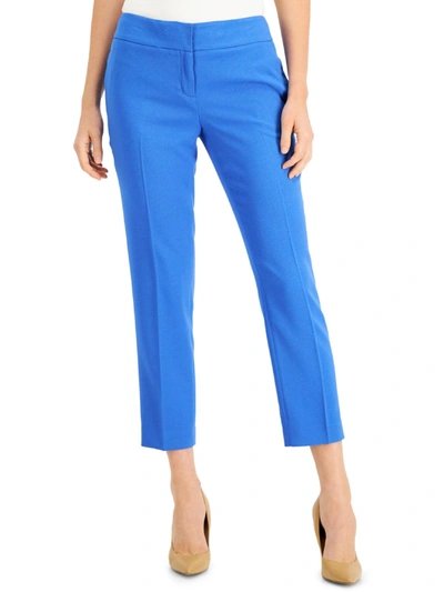 Shop Kasper Petites Womens Slim Leg Work Cropped Pants In Blue