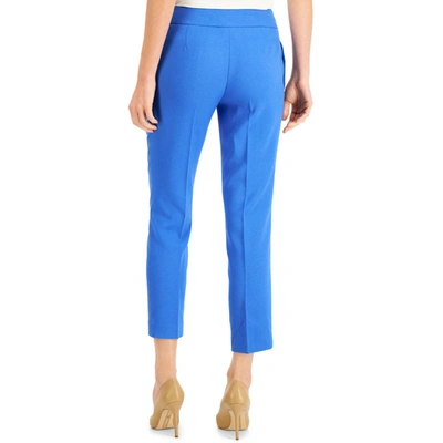 Shop Kasper Petites Womens Slim Leg Work Cropped Pants In Blue