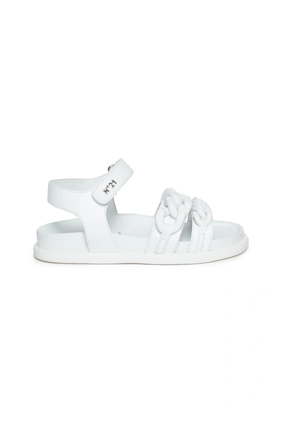 Shop N°21 White Fussbett Sandals With Chain Detail