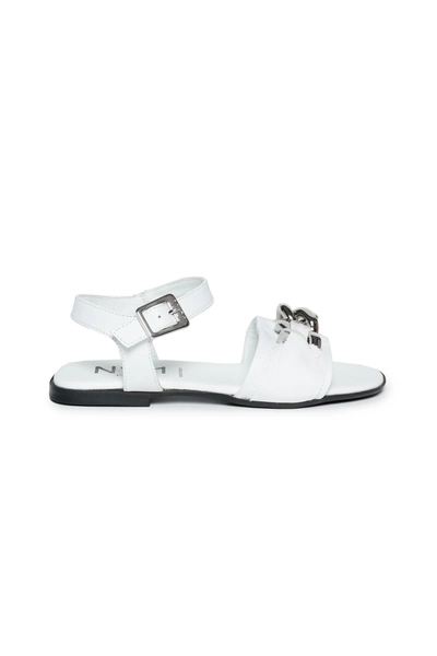 Shop N°21 White Sandals With Metallic Chain