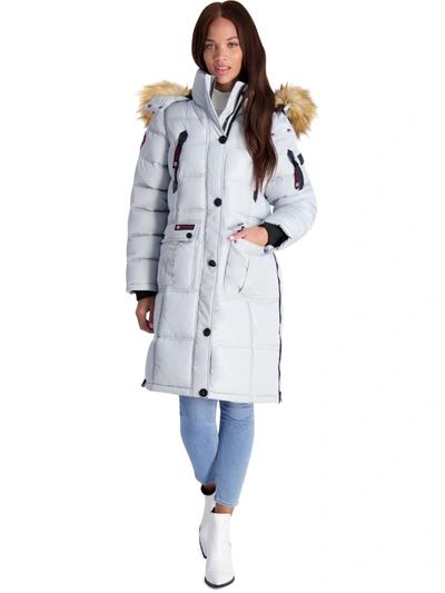 Shop Canada Weather Gear Womens Faux Fur Heavyweight Puffer Coat In Grey