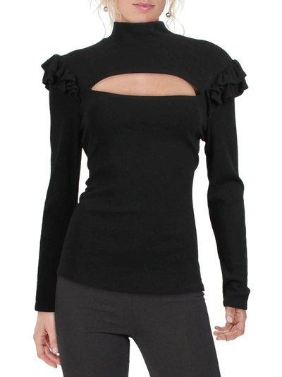Shop Generation Love Joan Womens Ruffled Cut-out Pullover Top In Black