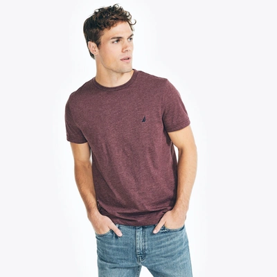 Shop Nautica Mens Heathered Crewneck T-shirt In Red