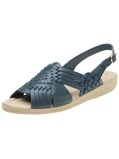 Shop Softspots Tela Womens Leather Slingback Huarache Sandals In Blue