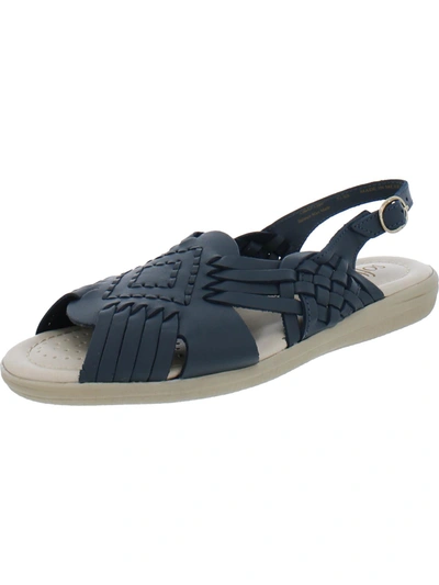 Shop Softspots Tela Womens Leather Slingback Huarache Sandals In Blue