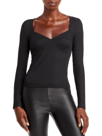 Shop Aqua Womens Ribbed Long Sleeve Top In Black