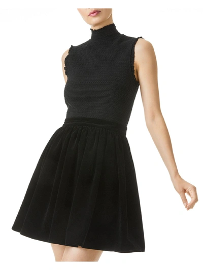 Shop Alice And Olivia Barrett Womens Velvet Short Mini Dress In Black