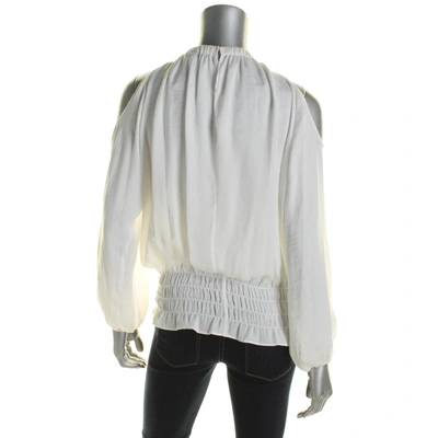Shop Aqua Womens Gathered Cold Shoulder Pullover Top In White