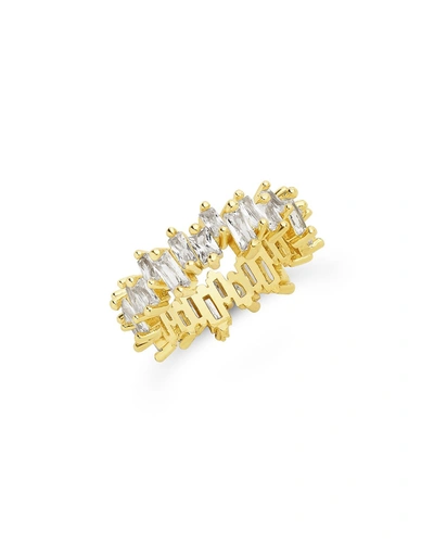 Sterling Forever Sterling Silver Cz Staggered Eternity Ring In Gold