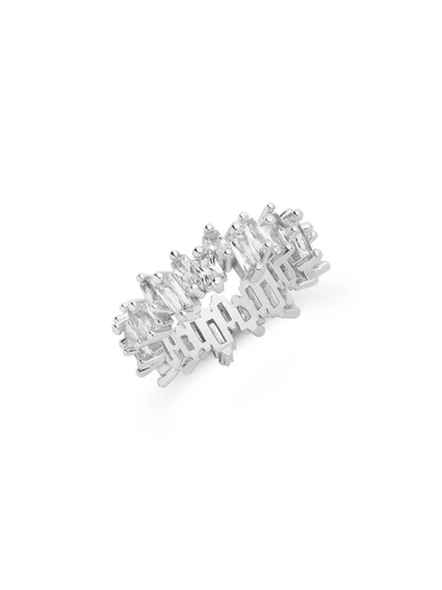 Sterling Forever Sterling Silver Cz Staggered Eternity Ring In Gold