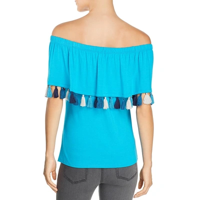 Shop Kim & Cami Womens Jersey Tassel Pullover Top In Blue