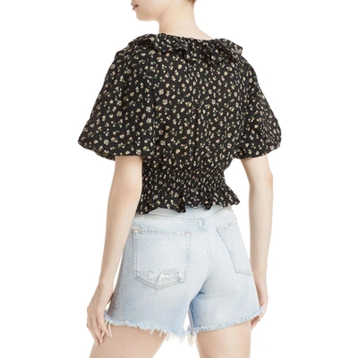 Shop Wayf Mayville Womens Floral Ruffled Blouse In Black