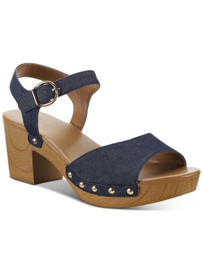 Shop Style & Co Anddreas Womens Faux Leather Clog Heel Sandals In Blue