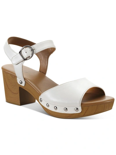 Shop Style & Co Anddreas Womens Faux Leather Clog Heel Sandals In White