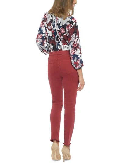 Shop Nydj Womens Denim Frayed Hem Skinny Jeans In Pink