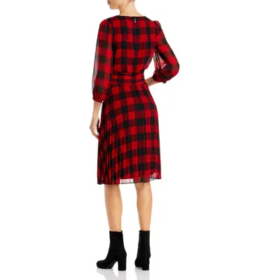 Shop Karl Lagerfeld Womens Chiffon Plaid Midi Dress In Red