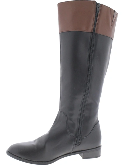 Karen Scott Deliee 2 Womens Faux Leather Wide-calf Riding Boots In Black