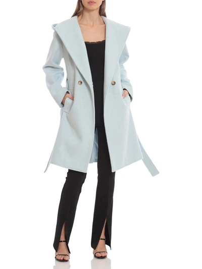 Shop Avec Les Filles Womens Wool Blend Midi Walker Coat In Blue