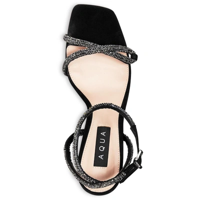 Shop Aqua Bow  Womens Leather Strappy Heels In Black