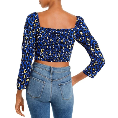 Rahi Chloe Womens Animal Print Boxy Crop Top In Blue