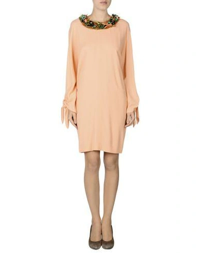 Shop Msgm Short Dress In Apricot