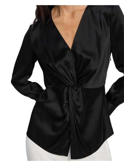 Shop Theory Womens Satin Twist Front Blouse In Black