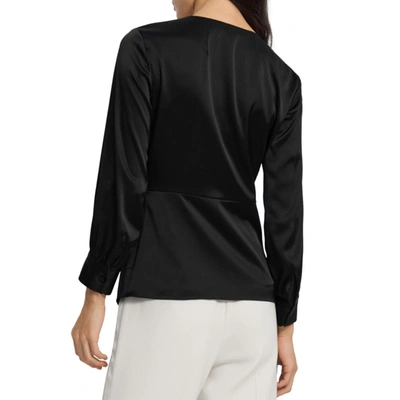 Shop Theory Womens Satin Twist Front Blouse In Black