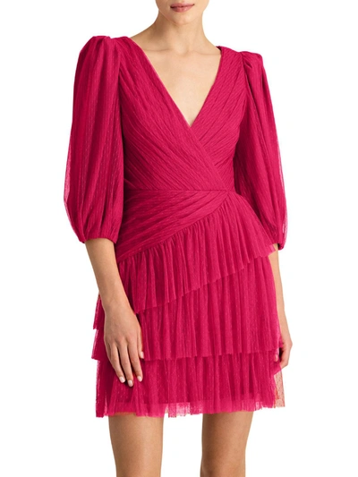 Shop ml Monique Lhuillier Womens Mesh Mini Cocktail And Party Dress In Pink