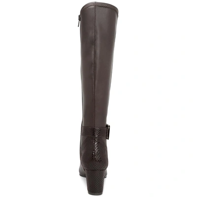 Shop Karen Scott Isabell Womens Faux Leather Embossed Knee-high Boots In Brown