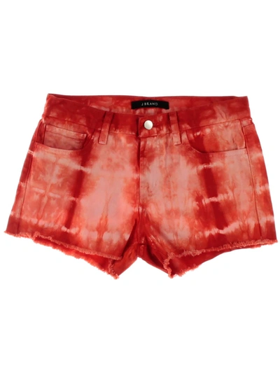 Shop J Brand Womens Denim Tie-dye Cutoff Shorts In Red