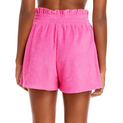 Shop Aqua Swim Womens Smocked Cotton Stretch High-waist Shorts In Pink