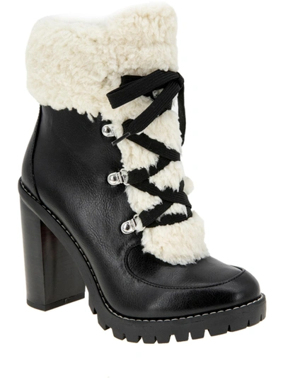 Bcbgeneration Palli Womens Faux Suede Ankle Combat & Lace-up Boots In Black