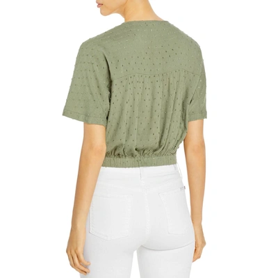 Shop Design History Womens Textured Knot-front Blouse In Green