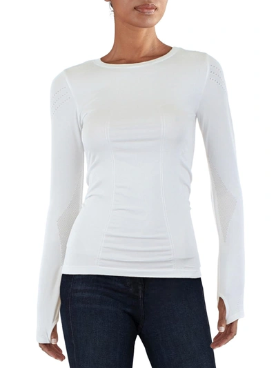 Shop Blanc Noir Womens Crewneck Perforated Pullover Top In White