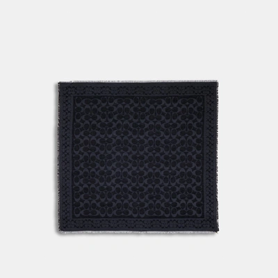 Coach Outlet Signature Oversized Square Scarf In Blue
