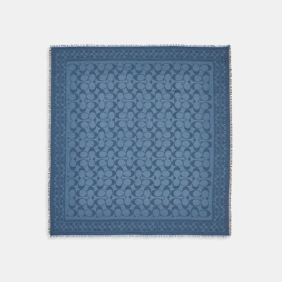 Coach Outlet Signature Oversized Square Scarf In Blue