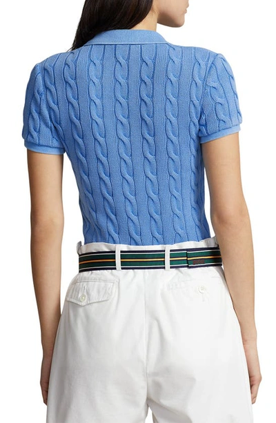 Shop Polo Ralph Lauren Cable Stitch Polo In Colby Blue