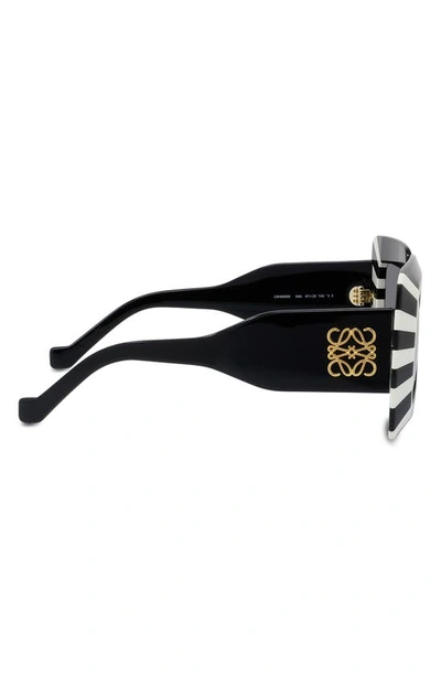 Shop Loewe Chunky Anagram 47mm Small Square Sunglasses In Black/ White / Smoke