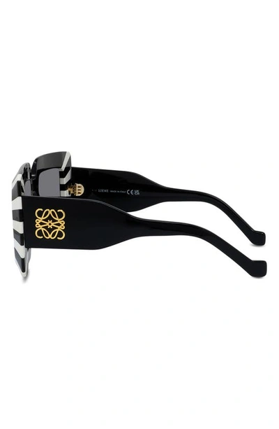 Shop Loewe Chunky Anagram 47mm Small Square Sunglasses In Black/ White / Smoke