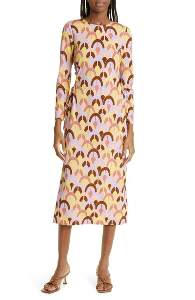 Shop Cara Cara Celeste Geo Print Cutout Cotton Jersey Dress In Geo Lavender Zest