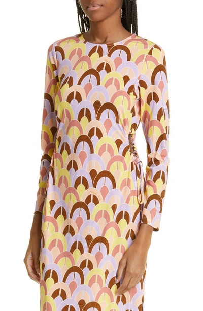 Shop Cara Cara Celeste Geo Print Cutout Cotton Jersey Dress In Geo Lavender Zest