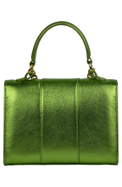 Shop Liselle Kiss Meli Leather Top Handle Bag In Limelight Metallic