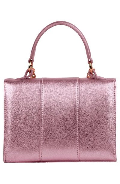 Shop Liselle Kiss Meli Leather Top Handle Bag In Pink Metallic