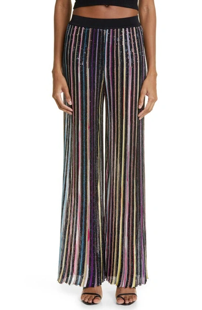 Shop Missoni Sequin Stripe Pants In Black Multicolor