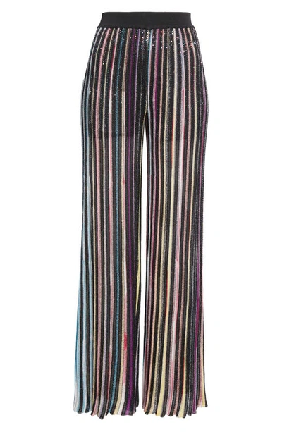 Shop Missoni Sequin Stripe Pants In Black Multicolor